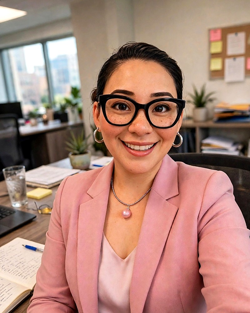 Mayra Carolina Reyes Cacao en su oficina